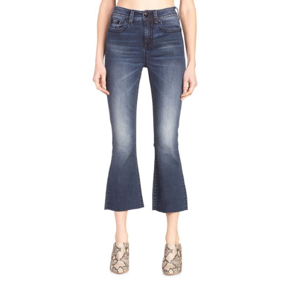 Miss Me Dark Blue High-Rise Crop Bootcut Jeans Women's Size 26
